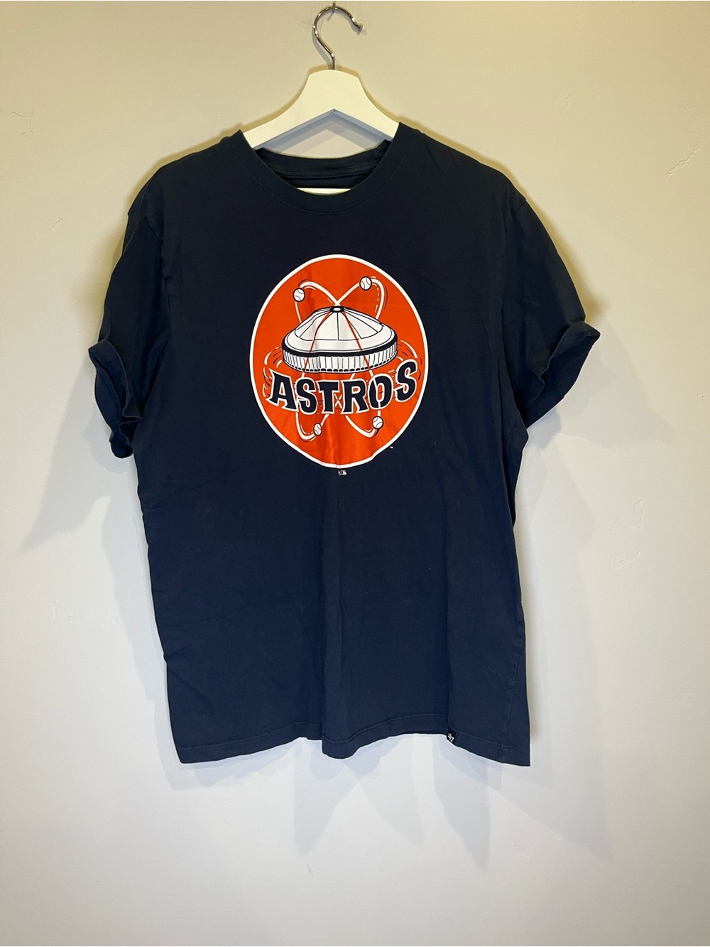 47 Brand Navy Astros Graphic Tee with Orange Logo Vintage